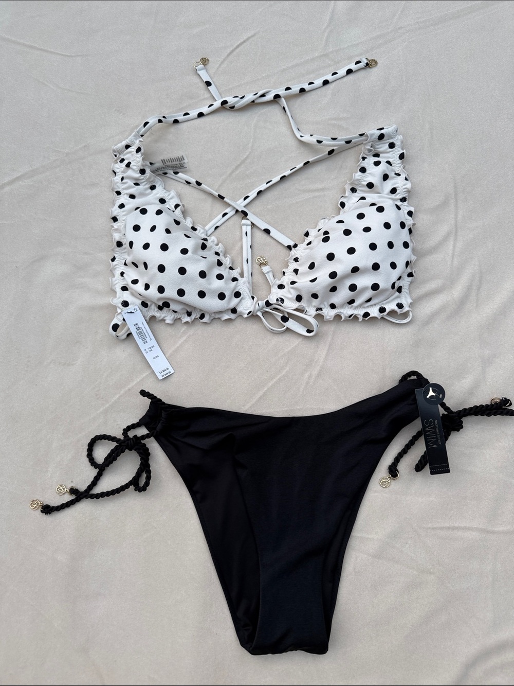 Victoria's Secret Black & White Polka Dot Bikini Set